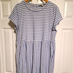 NWOT LOFT Midi Striped Babydoll Dress